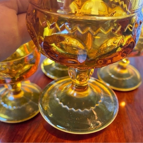 VINTAGE Indiana Glass Co. Kings Crown Royal Amber Goblets - Set of 6 - Picture 9 of 10